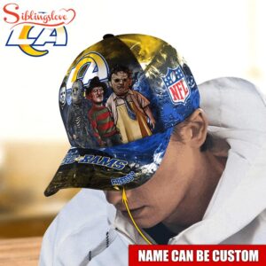 Custom Name Los Angeles Rams NFL Horror Movie Halloween Cap