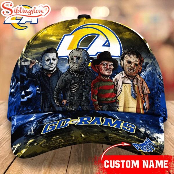 Custom Name Los Angeles Rams NFL Horror Movie Halloween Cap