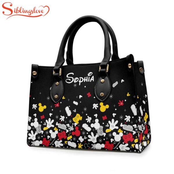 Custom Name Magic Mickey Mouse Ears Women Leather Handbag