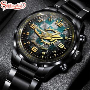 Custom Name Miami Dolphins NFL 3D Men Black Stainless Steel Watch Gift For Fans