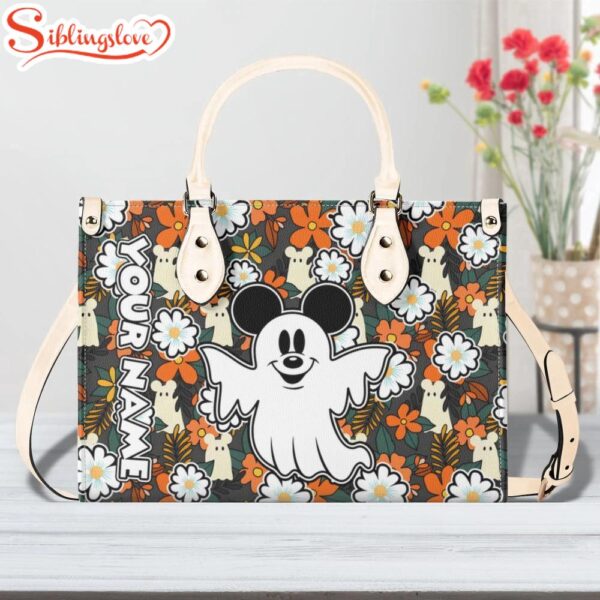 Custom Name Mickey Mouse Halloween Leather Handbag