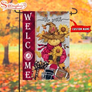 Custom Name NCAA Alabama Crimson Tide Football Fall Scarecrows Garden Flag