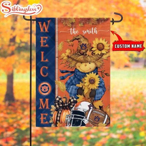 Custom Name NCAA Auburn Tigers Football Fall Scarecrows Garden Flag