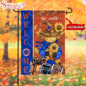 Custom Name NCAA Boise State Broncos Football Fall Scarecrows Garden Flag