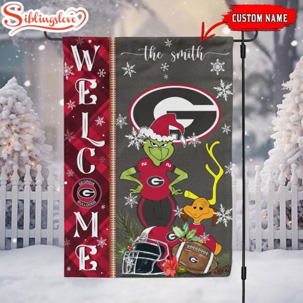 Custom Name NCAA Georgia Bulldogs Grinch Christmas Welcome Garden And House Flag