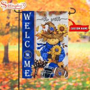 Custom Name NCAA Kentucky Wildcats Football Fall Scarecrows Garden Flag