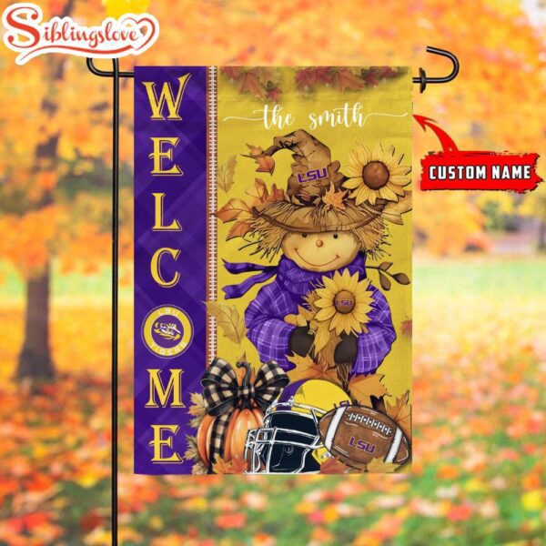 Custom Name NCAA LSU Tigers Football Fall Scarecrows Garden Flag