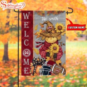 Custom Name NCAA Mississippi State Bulldogs Football Fall Scarecrows Garden Flag