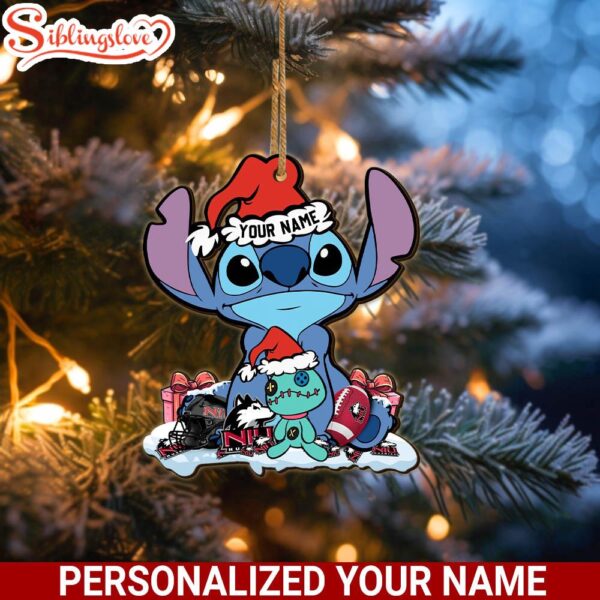 Custom Name NCAA Northern Illinois Huskies Cute Stitch Santa Christmas Ornament