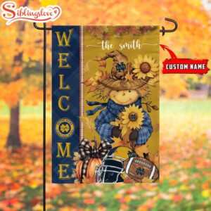 Custom Name NCAA Notre Dame Fighting Irish Football Fall Scarecrows Garden Flag