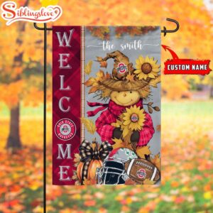 Custom Name NCAA Ohio State Buckeyes Football Fall Scarecrows Garden Flag