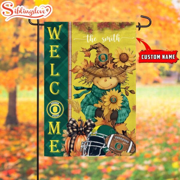 Custom Name NCAA Oregon Ducks Football Fall Scarecrows Garden Flag