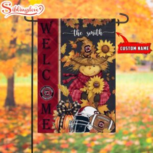 Custom Name NCAA South Carolina Gamecocks Football Fall Scarecrows Garden Flag