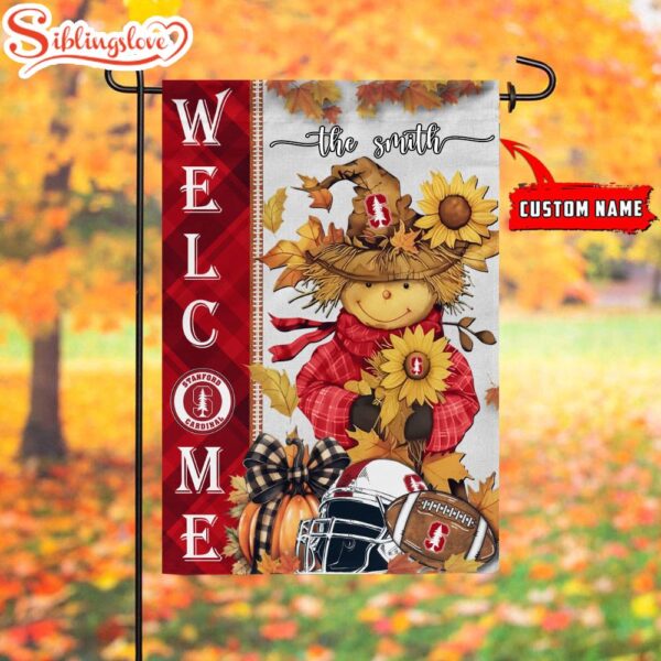 Custom Name NCAA Stanford Cardinal Football Fall Scarecrows Garden Flag