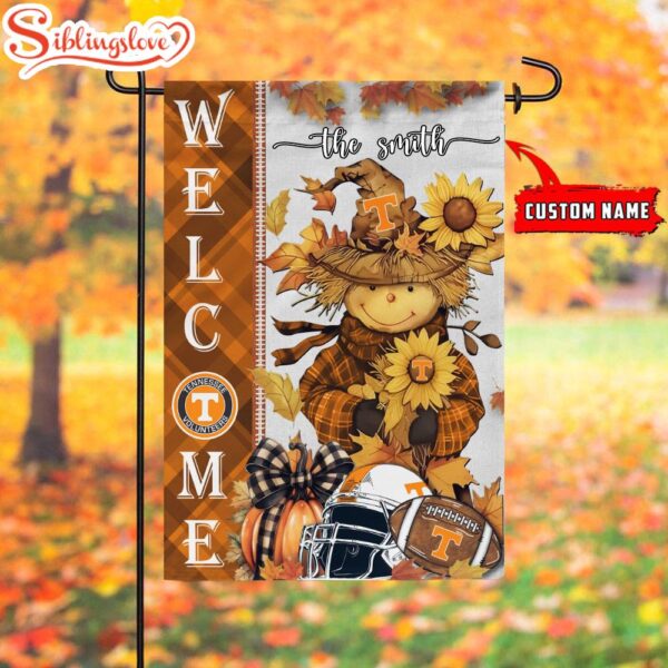 Custom Name NCAA Tennessee Volunteers Football Fall Scarecrows Garden Flag