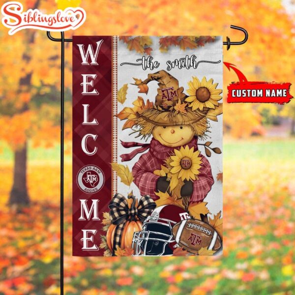 Custom Name NCAA Texas A&ampM Aggies Football Fall Scarecrows Garden Flag