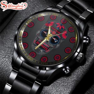 Custom Name New England Patriots NFL Men Black Stainless Steel Watch Gift For Fans