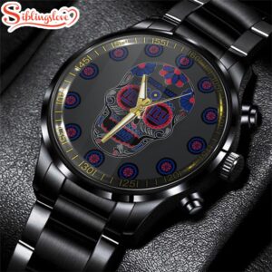 Custom Name New York Giants NFL Men Black Stainless Steel Watch Gift For Fans