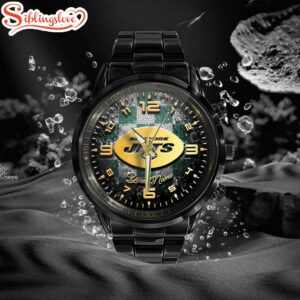 Custom Name New York Jets NFL 3D Men Black Stainless Steel Watch Gift For Fans