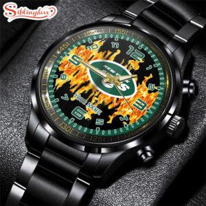 Custom Name New York Jets NFL 3D Men Black Stainless Steel Watch Gift For Fans