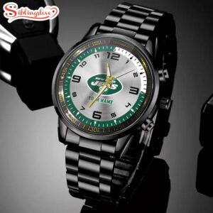 Custom Name New York Jets NFL Black Stainless Steel Watch Gifts For Fans