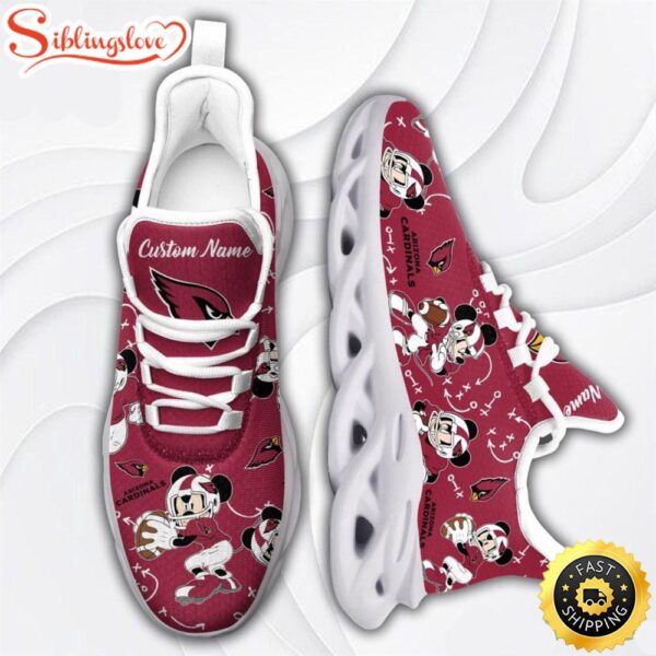 Custom Name NFL Arizona Cardinals Mickey Mouse Max Soul Shoes