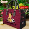 Custom Name NFL Arizona Cardinals Pooh Bear Leather Handbag For Fans