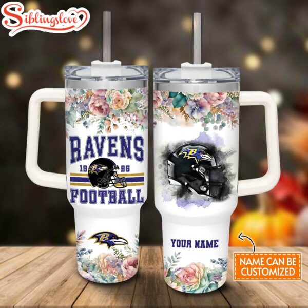 Custom Name NFL Baltimore Ravens Football Custom Stanley Tumbler 40oz With Handle