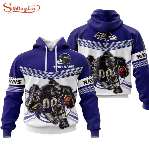 Custom Name NFL Baltimore Ravens Mascot All Over Print Hoodie Shirt