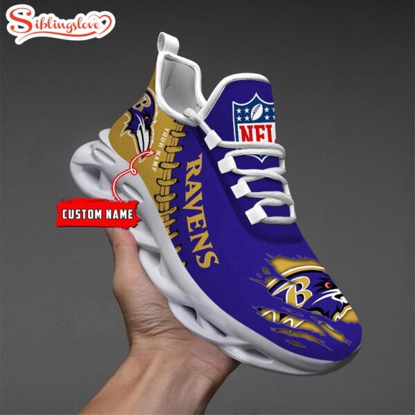 Custom Name NFL Baltimore Ravens Max Soul Shoes