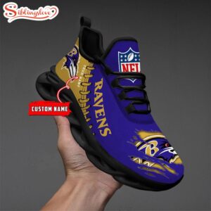 Custom Name NFL Baltimore Ravens Max Soul Shoes