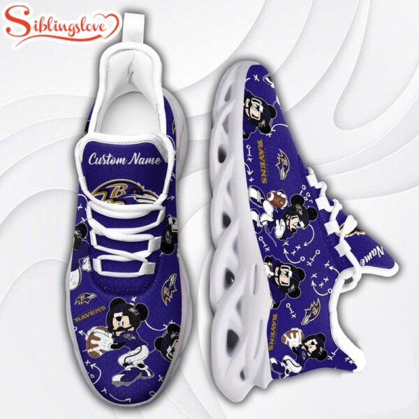 Custom Name NFL Baltimore Ravens Mickey Mouse Max Soul Shoes