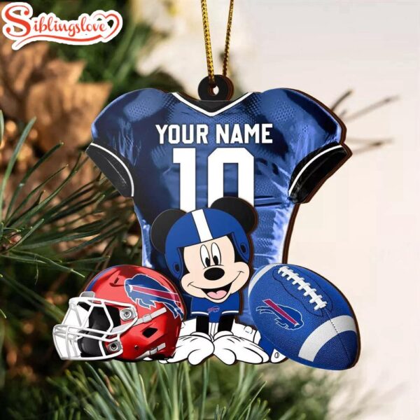 Custom Name NFL Buffalo Bills Football Mickey Mouse Christmas Ornament