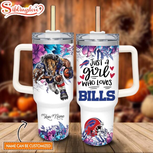 Custom Name NFL Buffalo Bills Mascot Custom Stanley Tumbler 40oz With Handle