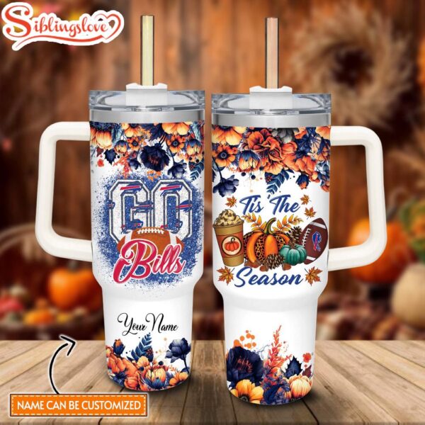 Custom Name NFL Buffalo Bills Tis’ The Season Custom Stanley Tumbler 40oz With Handle