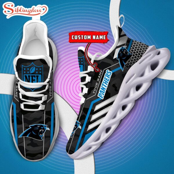 Custom Name NFL Carolina Panthers Clunky Max Soul Shoes