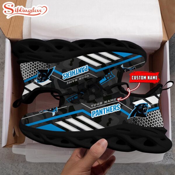 Custom Name NFL Carolina Panthers Clunky Max Soul Shoes