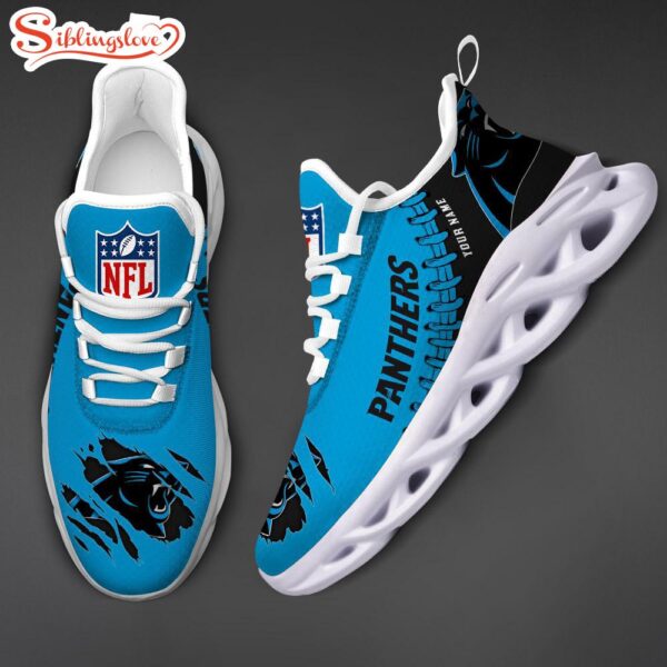 Custom Name NFL Carolina Panthers Max Soul Shoes