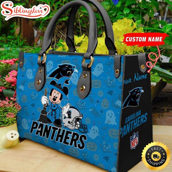 Custom Name NFL Carolina Panthers Minnie Mouse Sport Women Handbag