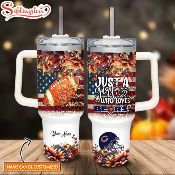 Custom Name NFL Chicago Bears Autumn Custom Stanley Tumbler 40oz With Handle