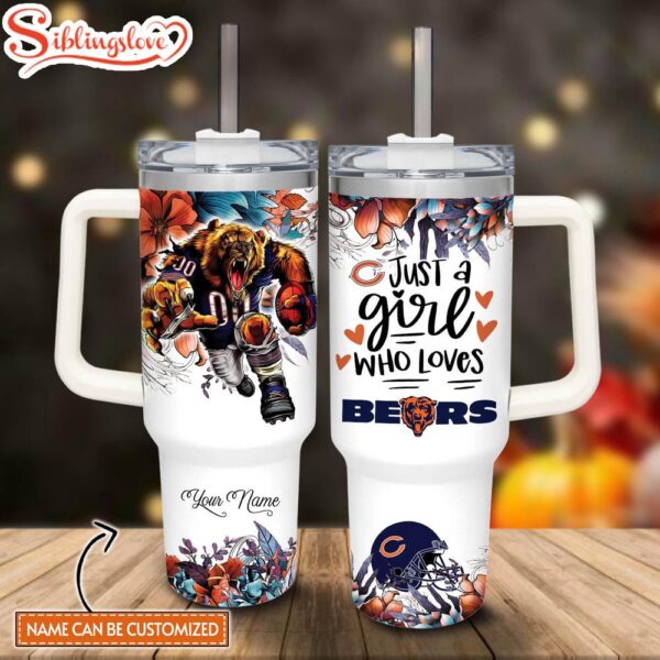 Custom Name NFL Chicago Bears Mascot Custom Stanley Tumbler 40oz With Handle