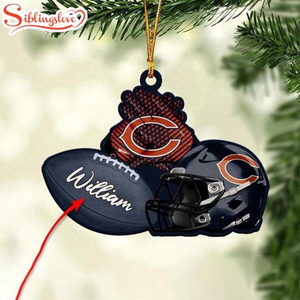 Custom Name NFL Chicago Bears Merry Christmas Ornament Decoration