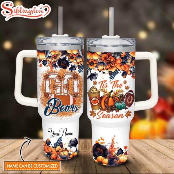 Custom Name NFL Chicago Bears Tis’ The Season Custom Stanley Tumbler 40oz With Handle