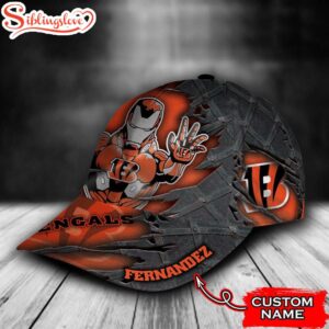 Custom Name NFL Cincinnati Bengals Iron Man All Over Print 3D Classic Cap