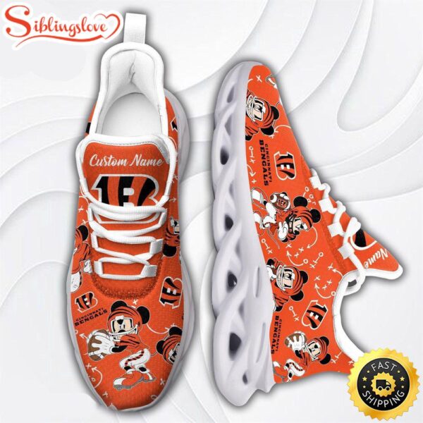 Custom Name NFL Cincinnati Bengals Mickey Mouse Max Soul Shoes