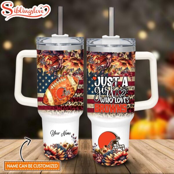 Custom Name NFL Cleveland Browns Autumn Custom Stanley Tumbler 40oz With Handle