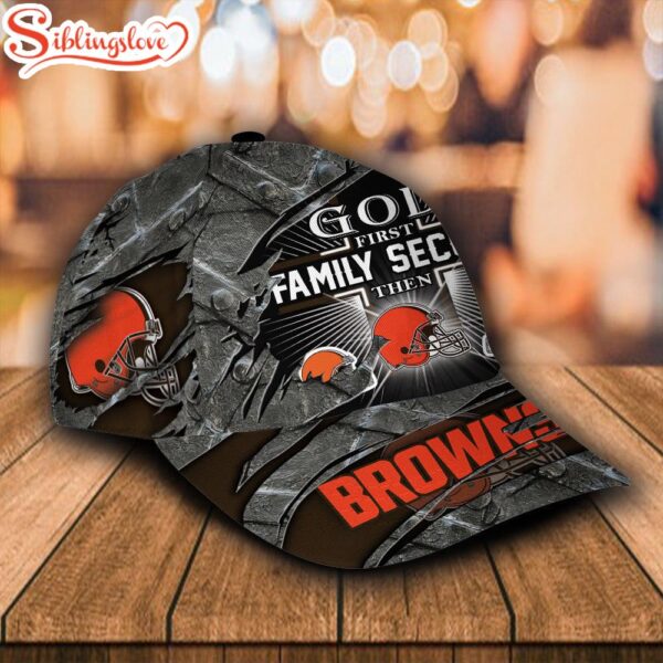 Custom Name NFL Cleveland Browns God First Family Second All Over Print 3D Classic Cap