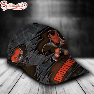 Custom Name NFL Cleveland Browns Iron Man All Over Print 3D Classic Cap