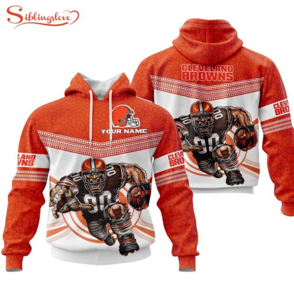 Custom Name NFL Cleveland Browns Mascot All Over Print Hoodie Shirt