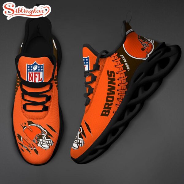 Custom Name NFL Cleveland Browns Max Soul Shoes